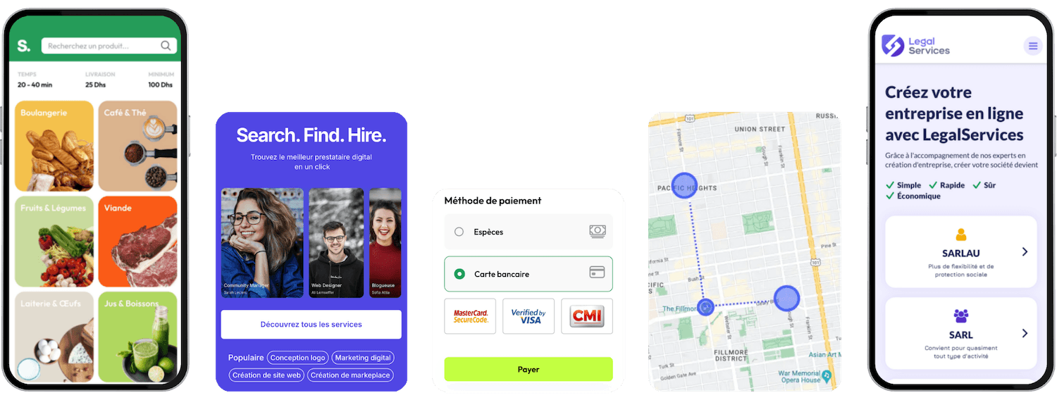 Applications mobiles et web développées par Digital Nova, agence tech à Casablanca