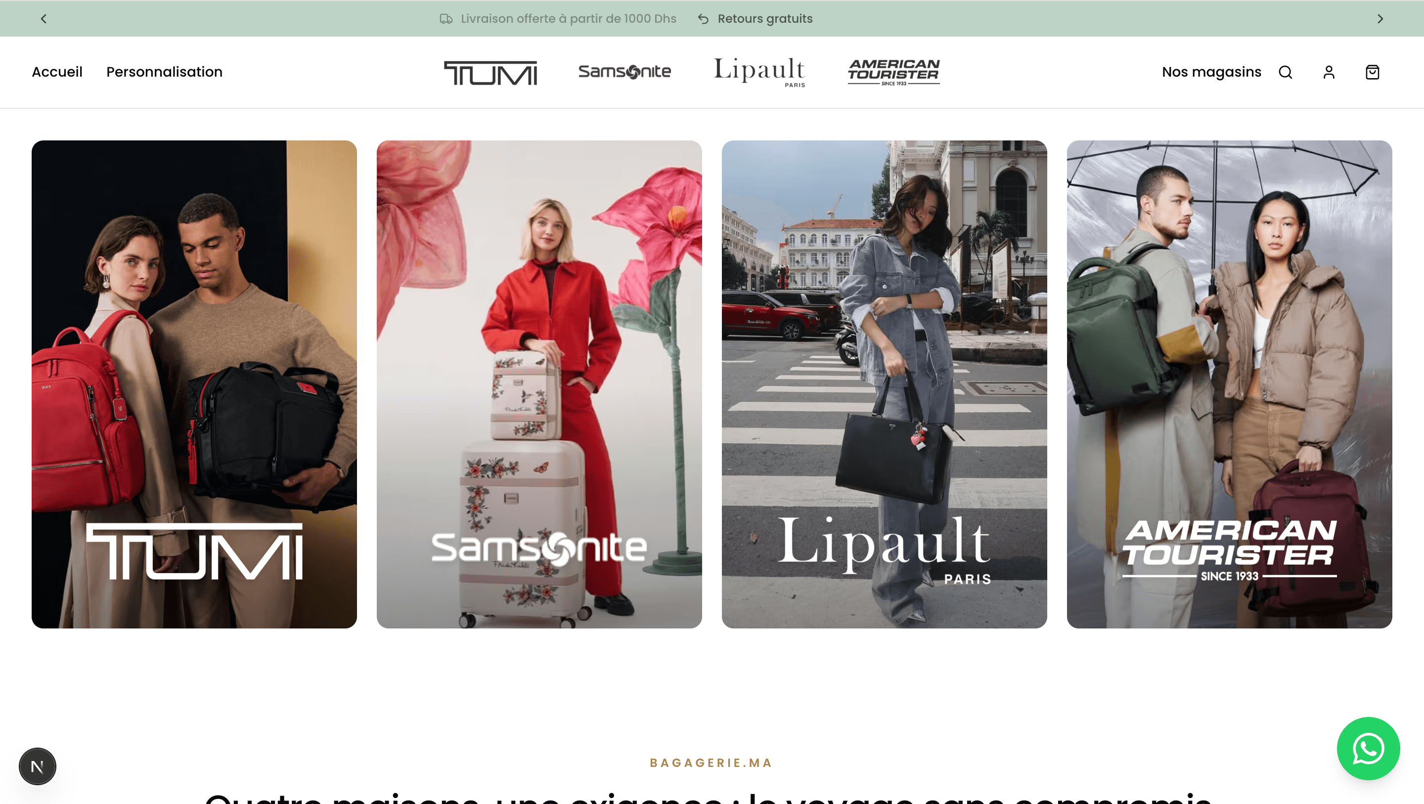Aperçu des réalisations Digital Nova : plateforme e-commerce Bagagerie