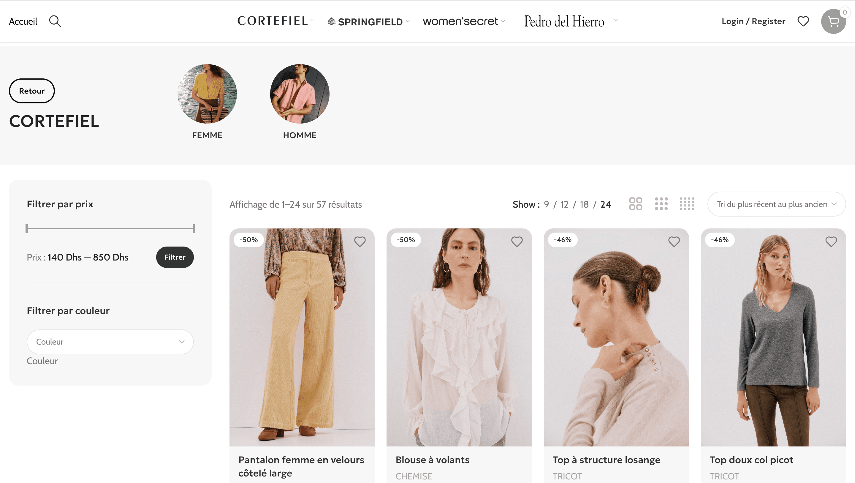 Preview of the Vogue Retail Shop (Womensecret, Cortefiel, Springfield, Hoss, PDH) site